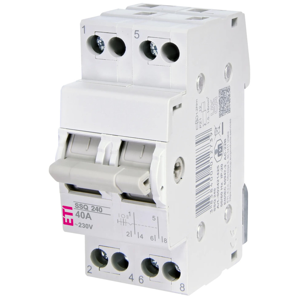 Переключатель трехпозиционный 40А 2-полюсный 2м SSQ 240 ETI